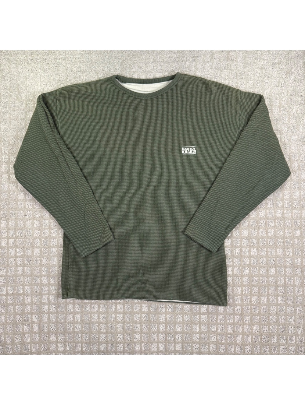 Bugle Boy Khakis Reversible Green Waffle Long Sleeve Shirt M